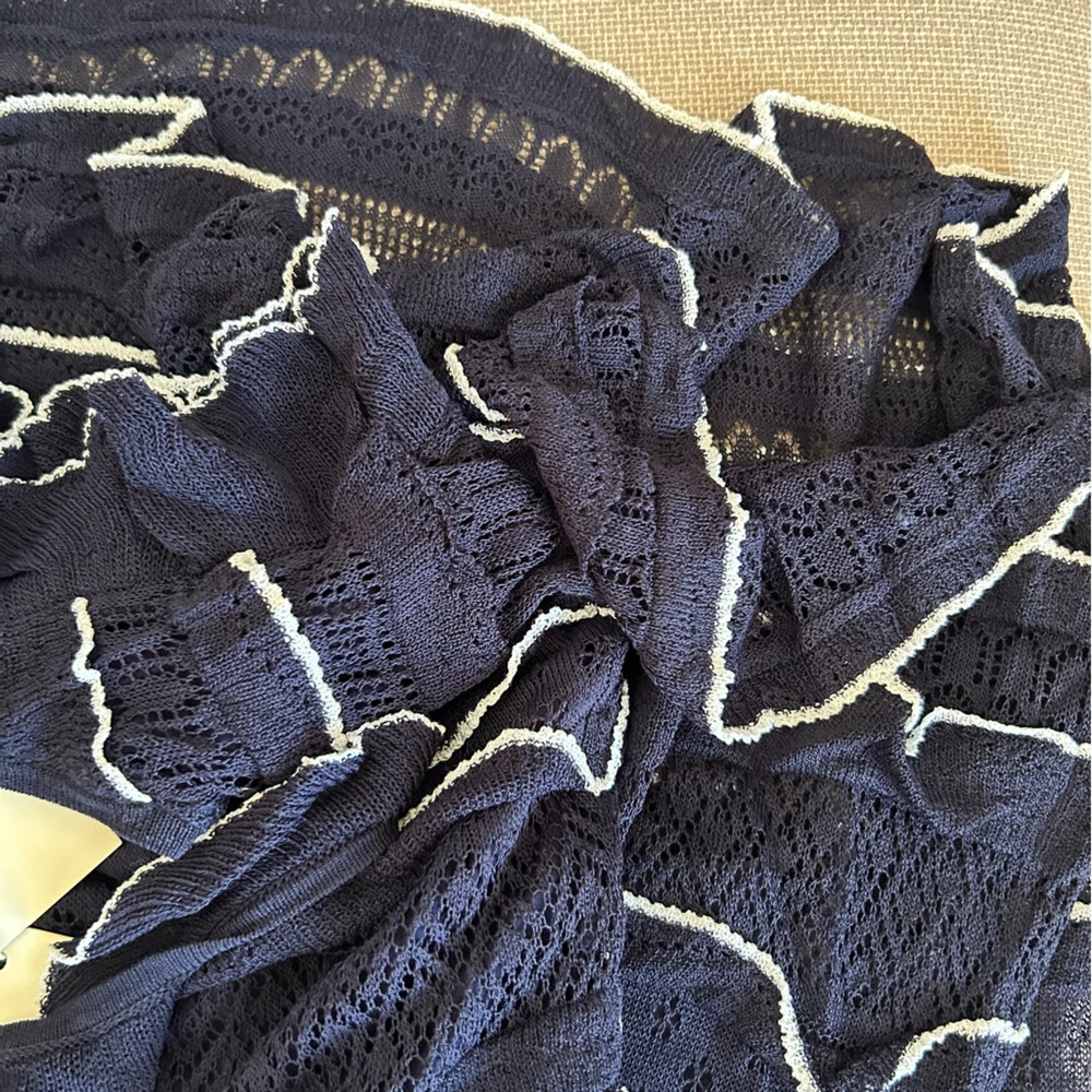NWT Sezane Marcia Midi Dress Navy Blue Knit French Vacation Casual Soft - Picture 9 of 12